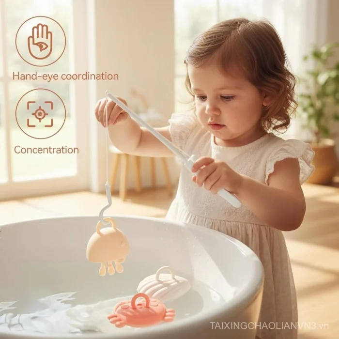 bộ đồ chơi câu cá silicon - Bộ đồ chơi câu cá bằng silicon, Đồ chơi tắm - đánh giá thực tế