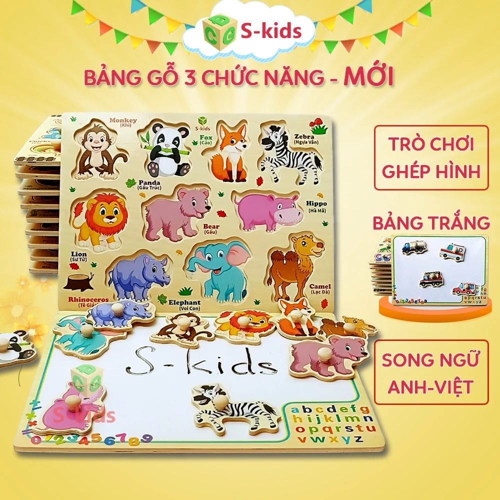 Bảng ghép hình núm gỗ S-Kids - Đồ Chơi Trẻ Em S-Kids, Bảng Ghép Hình Núm Gỗ - đánh giá thực tế