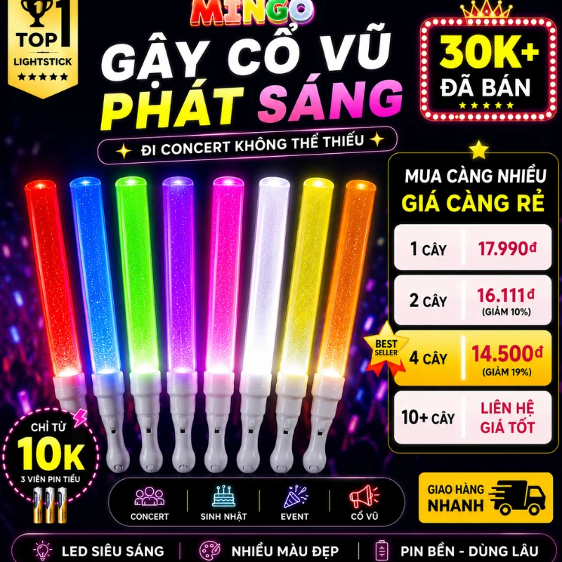 gậy cổ vũ Mingo - Gậy cổ vũ lightstick [IN LOGO] buổi hoà nhạc concert - đánh giá thực tế