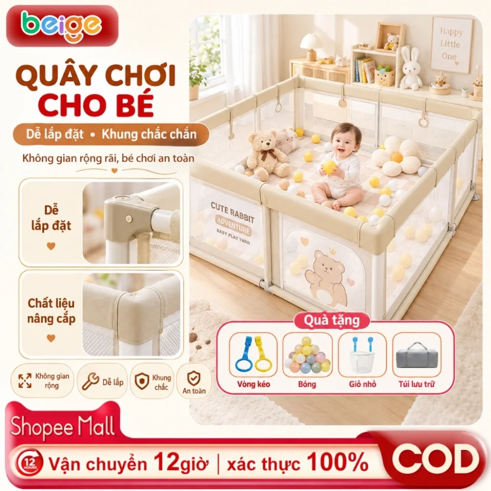 quây bóng cho bé beige - đánh giá thực tế